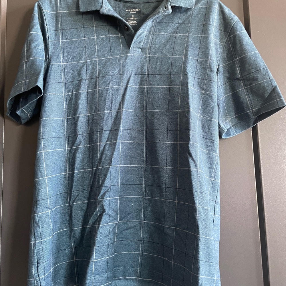 Van Heusen Teal Checkered Polo Shirt
